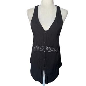 Against Nudity Black Lace Drape Blouse